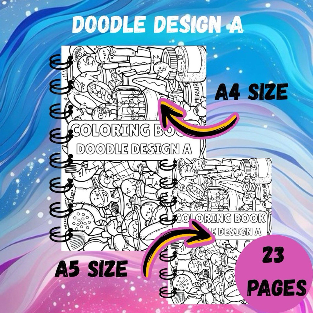 DOODLE DESIGN A – สมุดระบายสีสําหรับเด็ก วัยรุ่น และผู้ใหญ่ สมุดระบายสี A5/A4