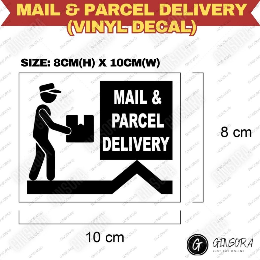 Vinyl Decal Mail & Parcel Delivery Cut out Sticker – โลโก้ชื่อที่กําหนดเอง Rumah Kedai Office Delive