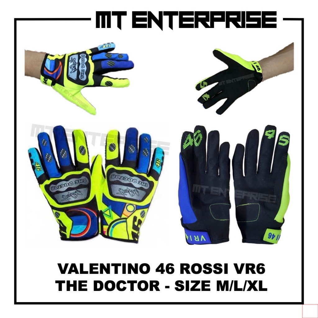 ฟรี 2 น้ํามัน Yamalube - VALENTINO 46 ROSSI VR6 HAND GLOVE - THE DOCTOR - SIZE M/L/XL