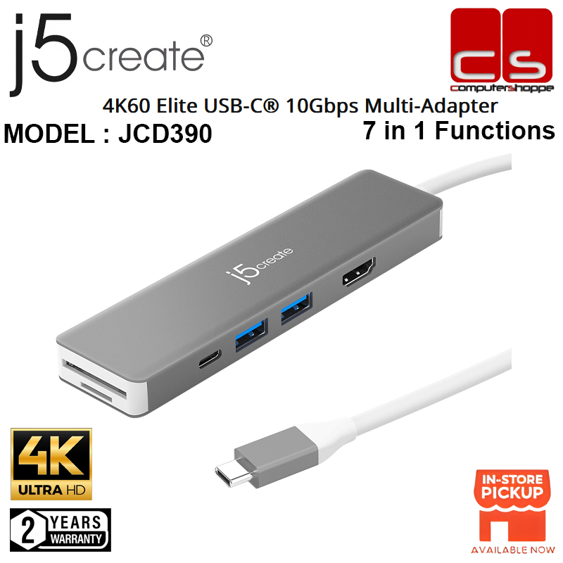 J5 CREATE JCD390 (4K60 Elite USB-C 10Gbps Multi-Adapter)