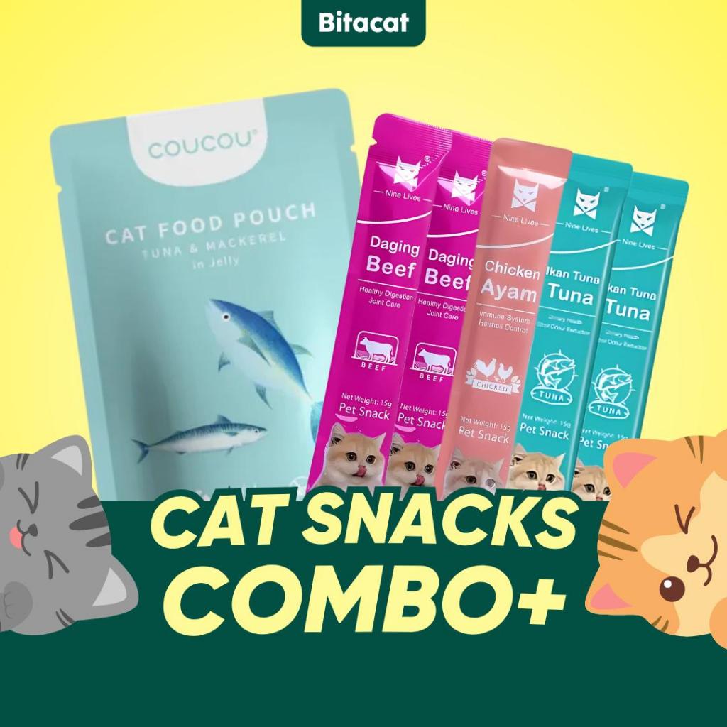 Combo+ COUCOU อาหารเปียก & SmartHeart Treats | 1 แพ็ค อาหารเปียก (85ก) + 5 ขนมแมว