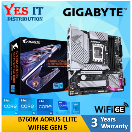 GIGABYTE B760M Aorus Elite AX / B760M Aorus Elite WIFI 6E DDR5 LGA1700 M-ATX เมนบอร์ด