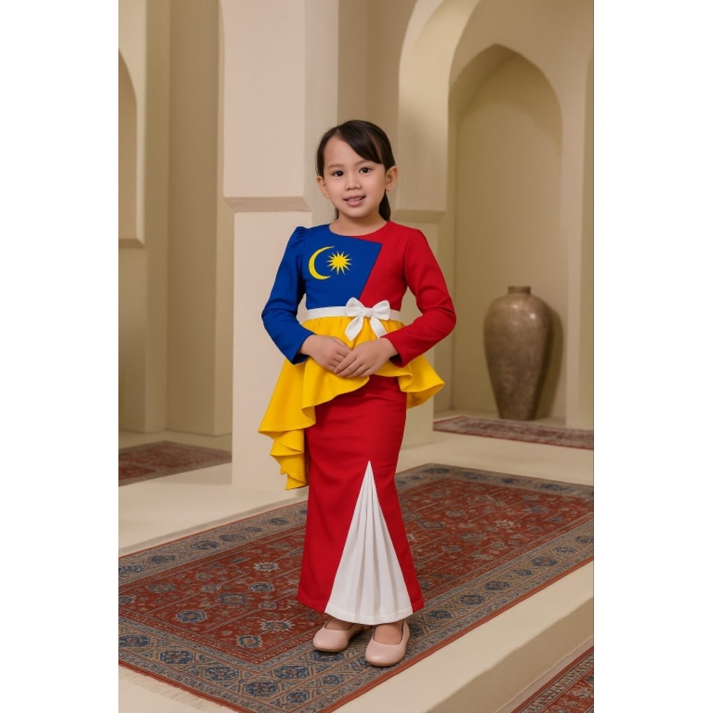 Merdeka เสื้อผ้าสําหรับเด็กผู้หญิง Viral Desing Peplum Princess Gemilan 4 ปี - 12 ปี