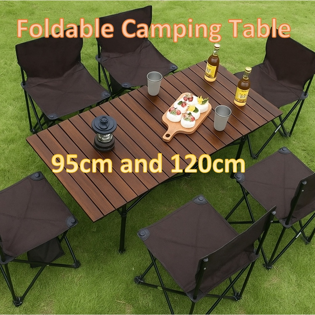 120 ซม./95 ซม.แบบพกพา Camping ตารางพับอลูมิเนียม Roll Up Camp ตาราง Wt พกพากระเป๋าขา Retractable
