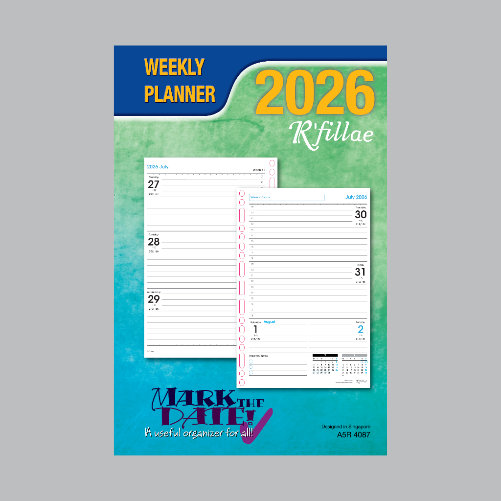 Rfillee 4087 A5/A6 Weekly Planner Diary Refill (2026)