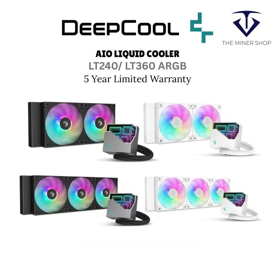 DEEPCOOL LT240/LT360 ARGB AIO Liquid Cooler - สีดํา/ขาว