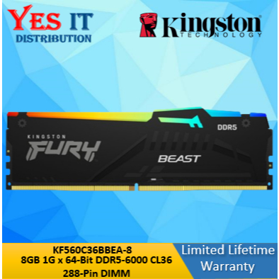 Kingston FURY DDR5-6000 CL36 RGB RAM 8GB 16GB 32GB 64GB ( KF560C36BBEA-8 / 16 / 32 / KF560C36BBEAK2-