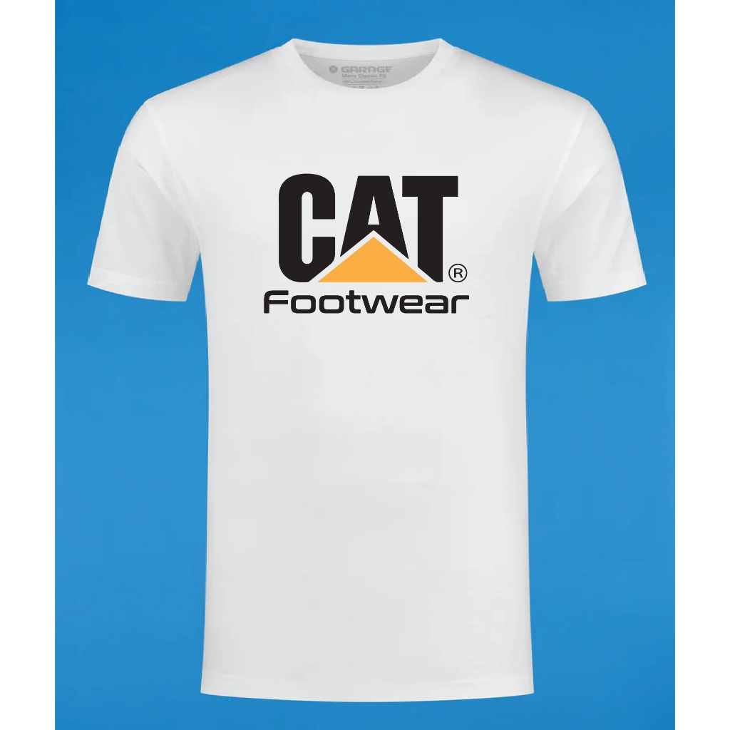 เสื้อยืด CAT FOOTWEAR สีขาว และ MICROFIBER