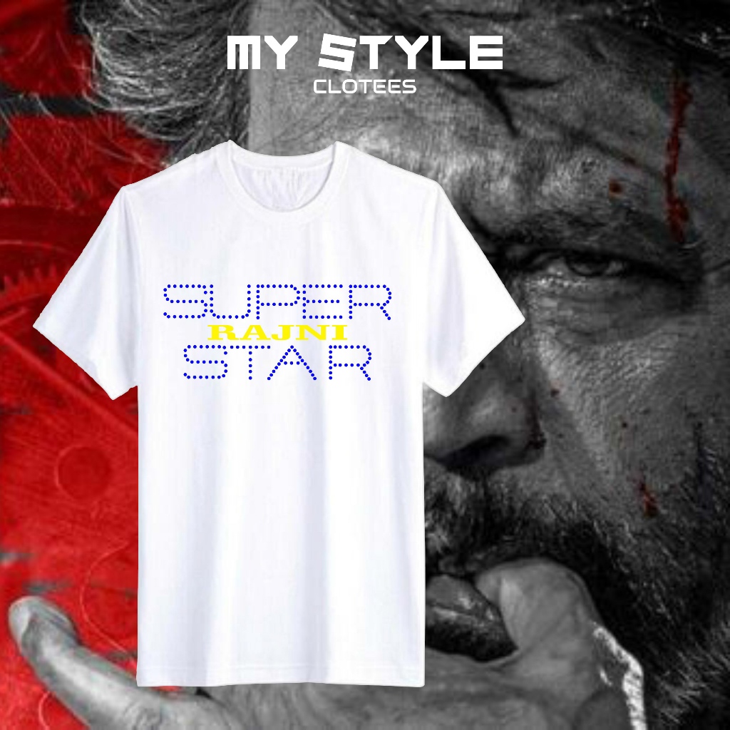 เสื้อยืด Super Star Rajini Kanth Unisex Cotton 100%/Baju Super Star Rajinikanth