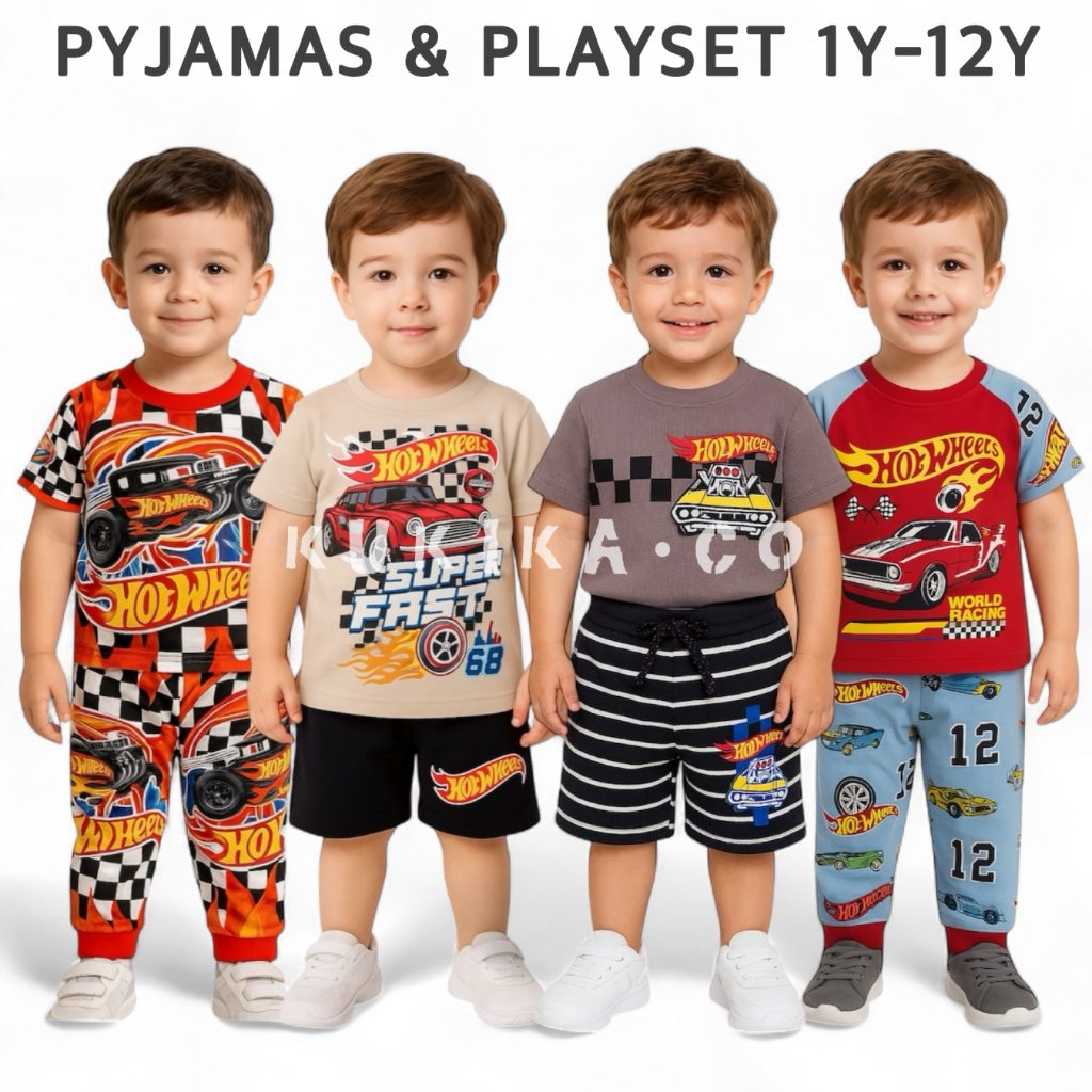 1Y-12Y •SKL RS HNM• PLAYSET & PYJAMAS SHORT SLEEVE COTTON BOY SEDON KIDS & BIG H0TWHEELS