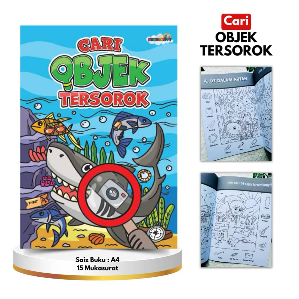 [MommyHappy] หนังสือกิจกรรม Cari Objects Tersorok ขนาด A4 56 ตัวอักษร หนังสือกิจกรรมก่อนวัยเรียน