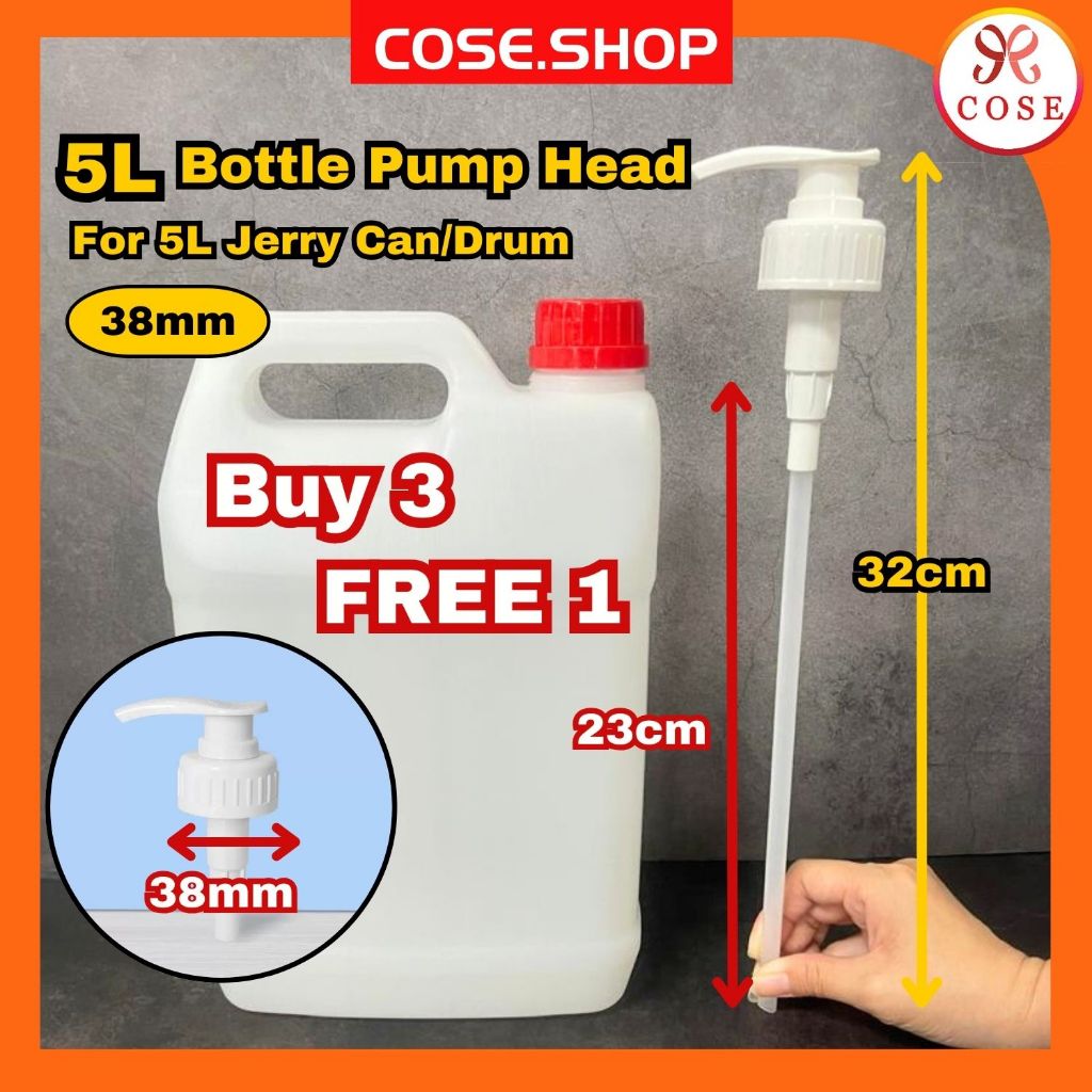 COSE 5 ลิตรปั๊ม 5L/10L HDPE ขวดปั๊ม 38 มม./45 มม.Pum Tong Air Jerry สามารถหัวปั๊มเครื่องจ่ายปั๊ม Botol หัวปั๊ม