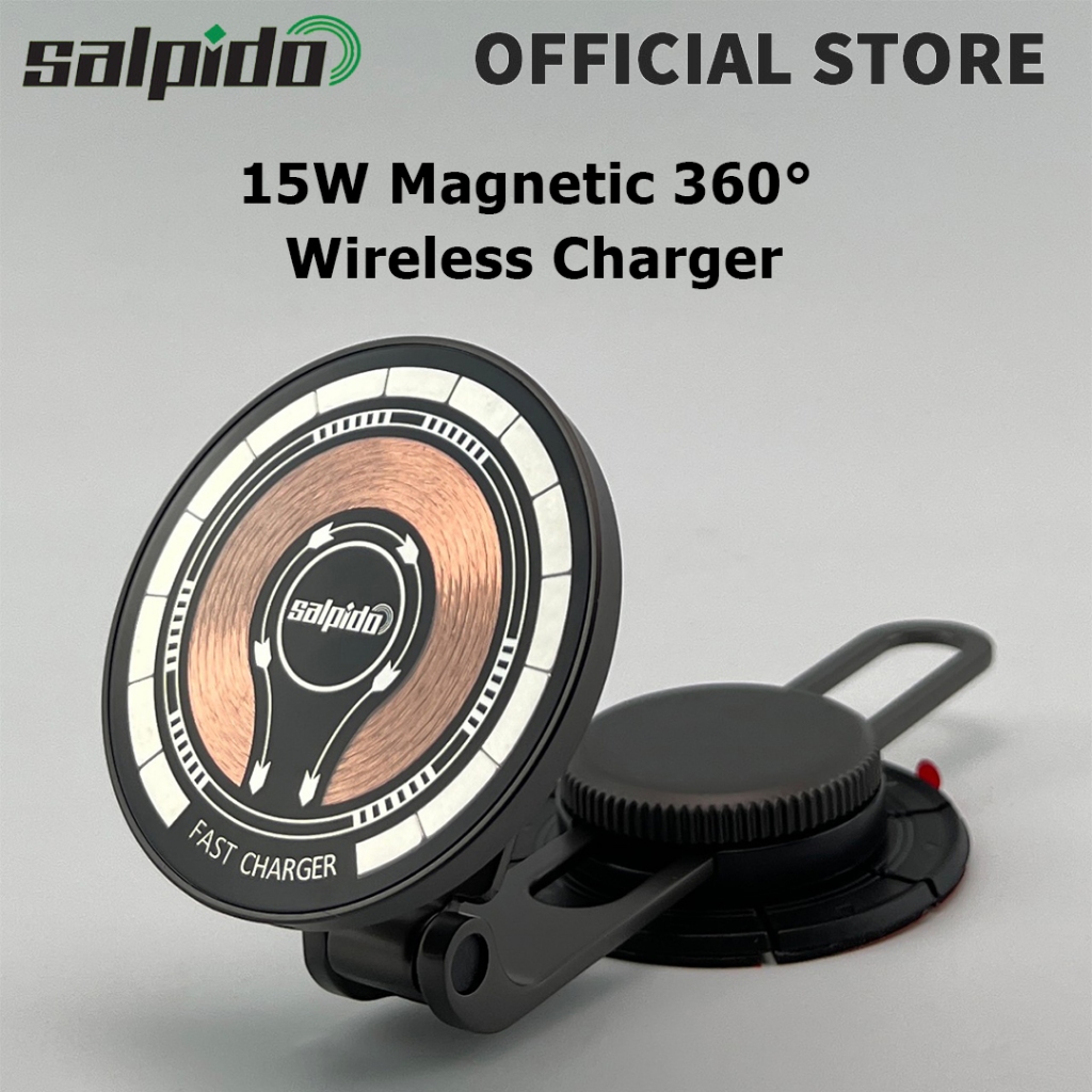 Salpido SL-14 15W Magnetic 360 Wireless Charger พร้อมฐานกาว - ชาร์จเร็วสําหรับ iPhone Samsung - ตัวย