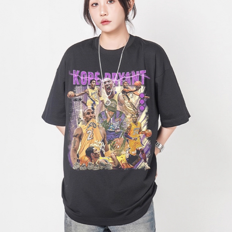 เสื้อยืด Baju lelaki Oversize retro street cork kolase Kobe Bryant, teks "KOBE BRYANT"