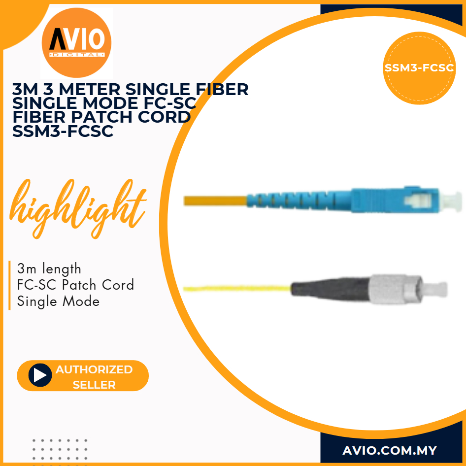 Simplex Single Mode Fiber Optic FC to SC FC-SC SC-FC 3m 3Meter Patch Cord Short Jump Cable SSM3-FCSC