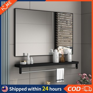 Wall Mounted Bathroom Mirror Hanging Vanity Dressing Mirror Rectangle Square Decorative With Shelf 浴室镜