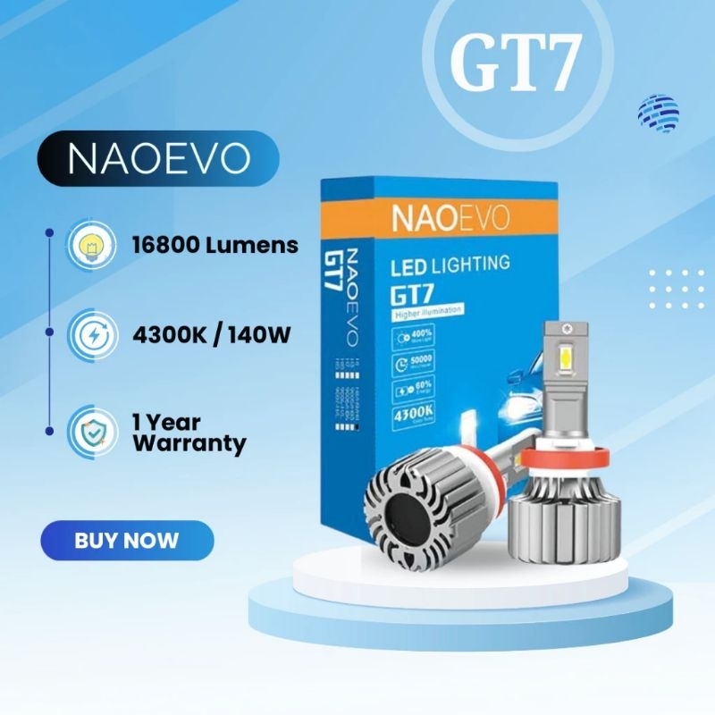 NAOEVO GT7 LED HEADLIGHT BULB 4300K(H1/H4/H7/H8/H11/9005/9006)