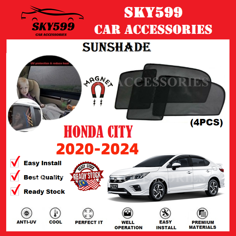 (Magnetic)Honda City 2020-2024 Sedan / Hatchback Epic Sunshade [4 ชิ้น]