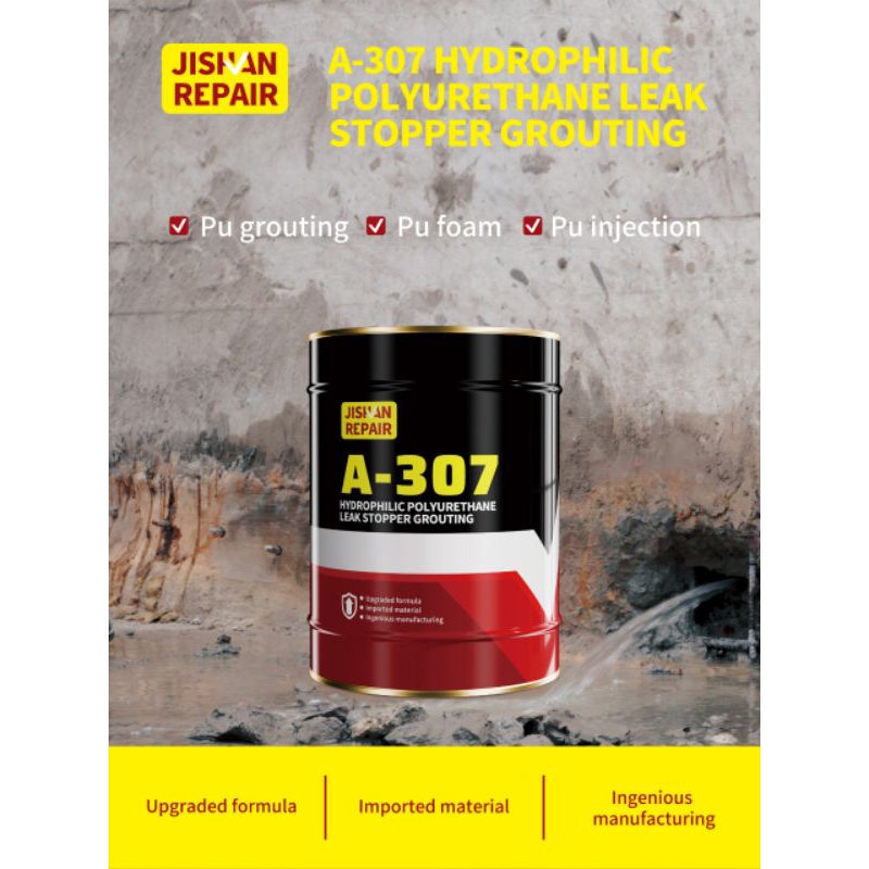 JISHAN REPAIR A-307 พลังน้ํา POLYURETHANE LEAK STOPPER GROUTING 9KG ยาแนว pu/pu ยาแนว/ฉีดpu/pu/pu โฟ