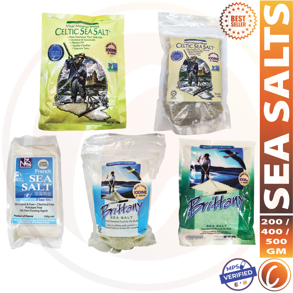 RADIANTCODE Celtic Iodised Fine/Coarse French Sea Salt 200G/400G/500G
