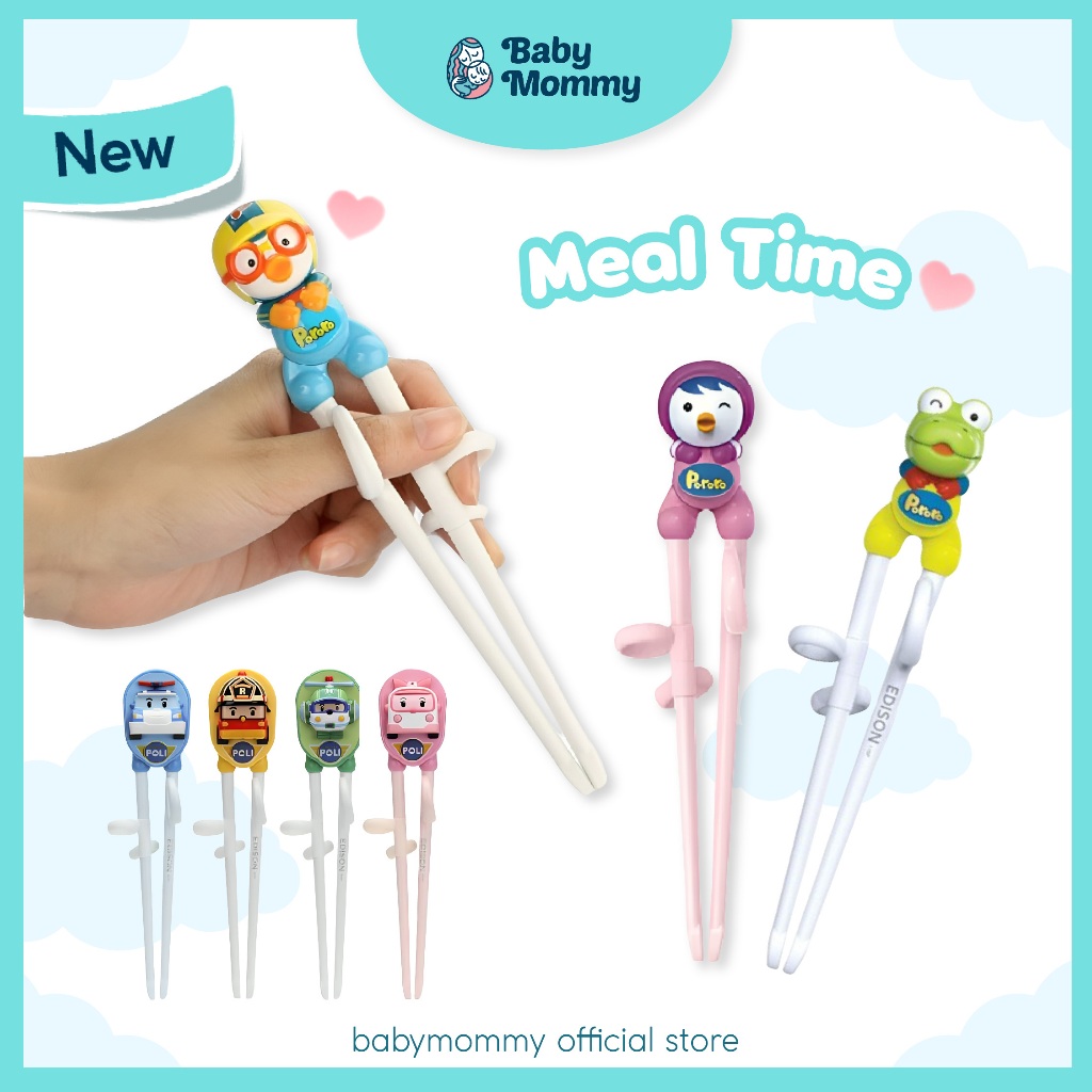 🇲 💯เกาหลี Edison Geniune ตะเกียบการเรียนรู้เบื้องต้น Pororo Poly Micky / BPA ฟรีตะเกียบเด็ก| 小 孩子 学作