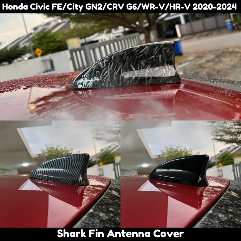 Honda Civic FE/HRV/CRV/WRV/City 2020-2025 Carbon Trim & Glossy Black Shark Fin Antenna Protector Cover
