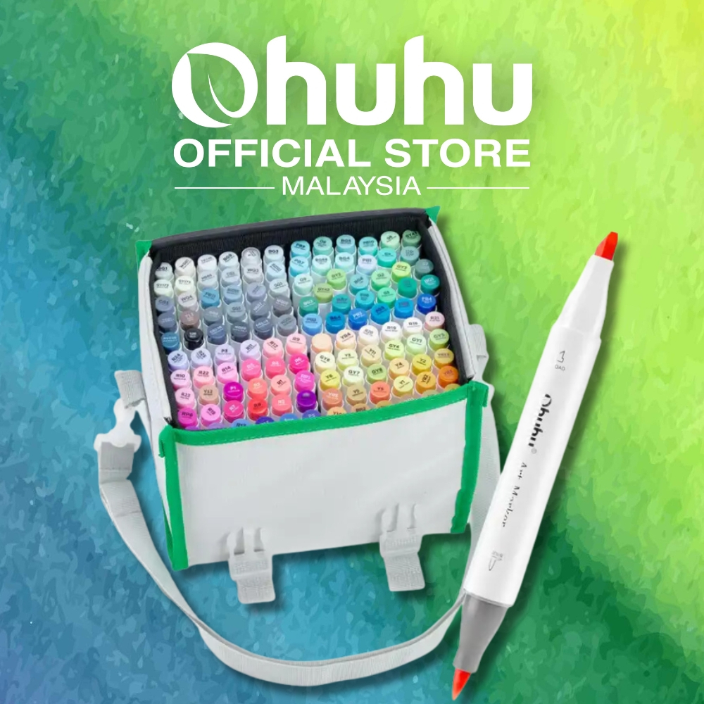 Ohu Honolulu Series Professional Brush และ Chisel Alcohol Marker Duel Tipped Art Marker Set