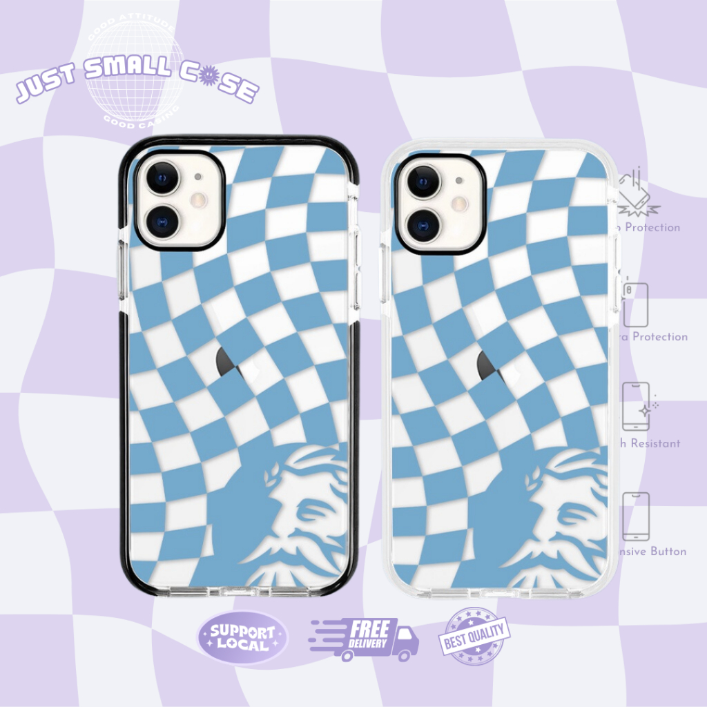 ZUS COFFEE LIGHT BLUE GRID DESIGNATED CASE กันชนนีออนกรณีปลอก iPhone 17 PRO MAX 17 AIR 16 PLUS 15 14