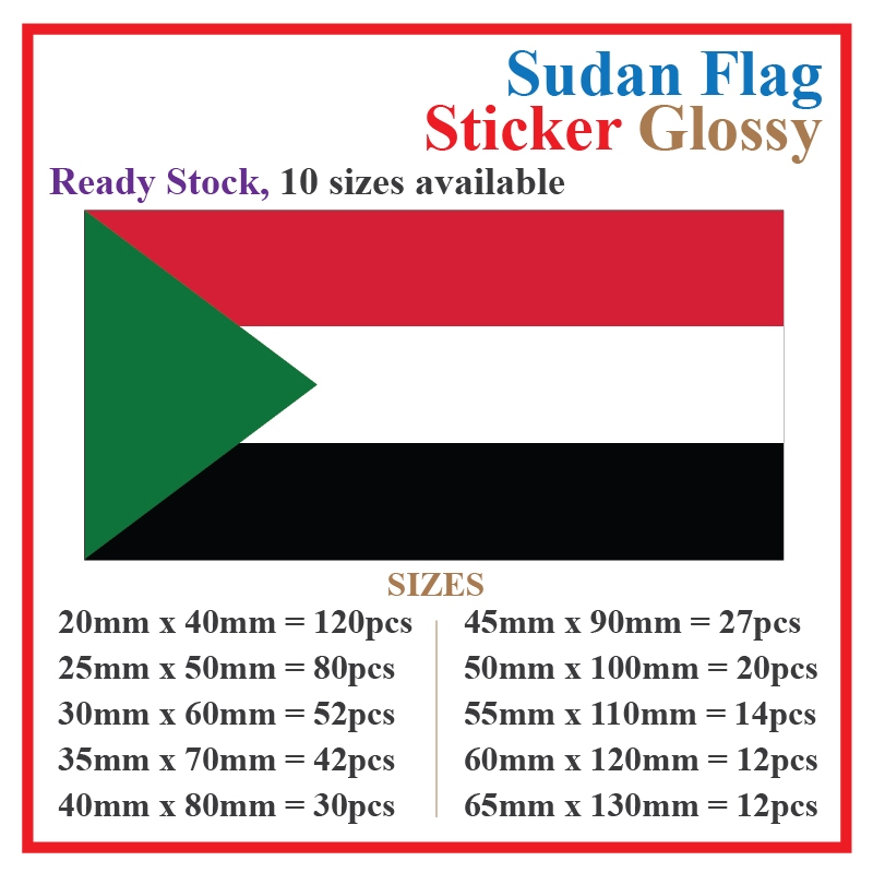 Sudan Flag Sticker สี่เหลี่ยมผืนผ้าโปสการ์ด / Stiker Pelekat Poskad Bendera Sudan