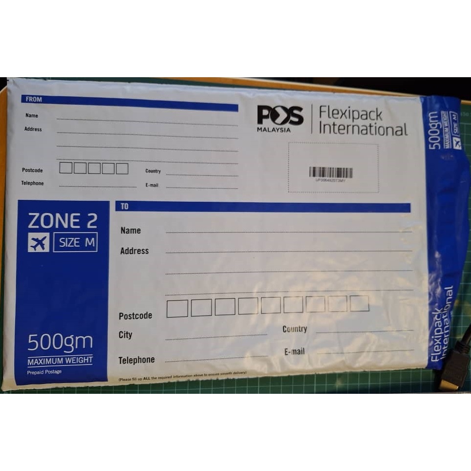 ล่าสุด !! Flexipack International Zone 2 Size M 500g หรือ Size S 250g Pos Prepaid Flat Rate Flyer En