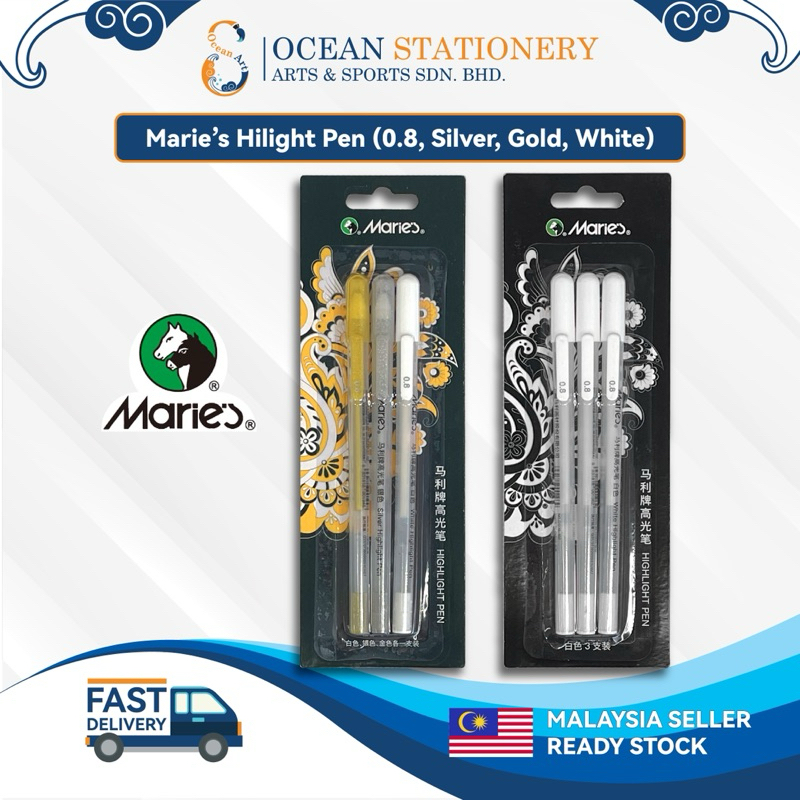 ปากกา Maries Hilight (0.8 สีเงิน สีทอง สีขาว)