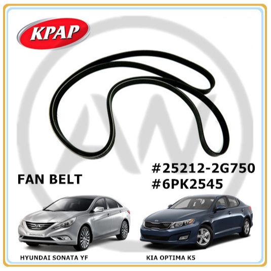 Kia Optima K5 TF Sonata YF Theta II เครื่องยนต์ Pre Facelift 2010-2015 V-Belt เข็มขัดพัดลม Ribbed (6