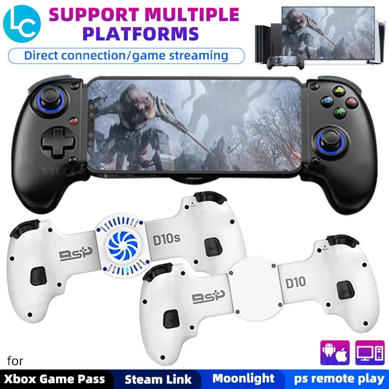 BSP D10 D10S ยืดบลูทูธ Cooling เกมคอนโทรลเลอร์ไร้สาย Gamepad จอยสติ๊กสําหรับ Android/lOS/PC/สวิทช์/P