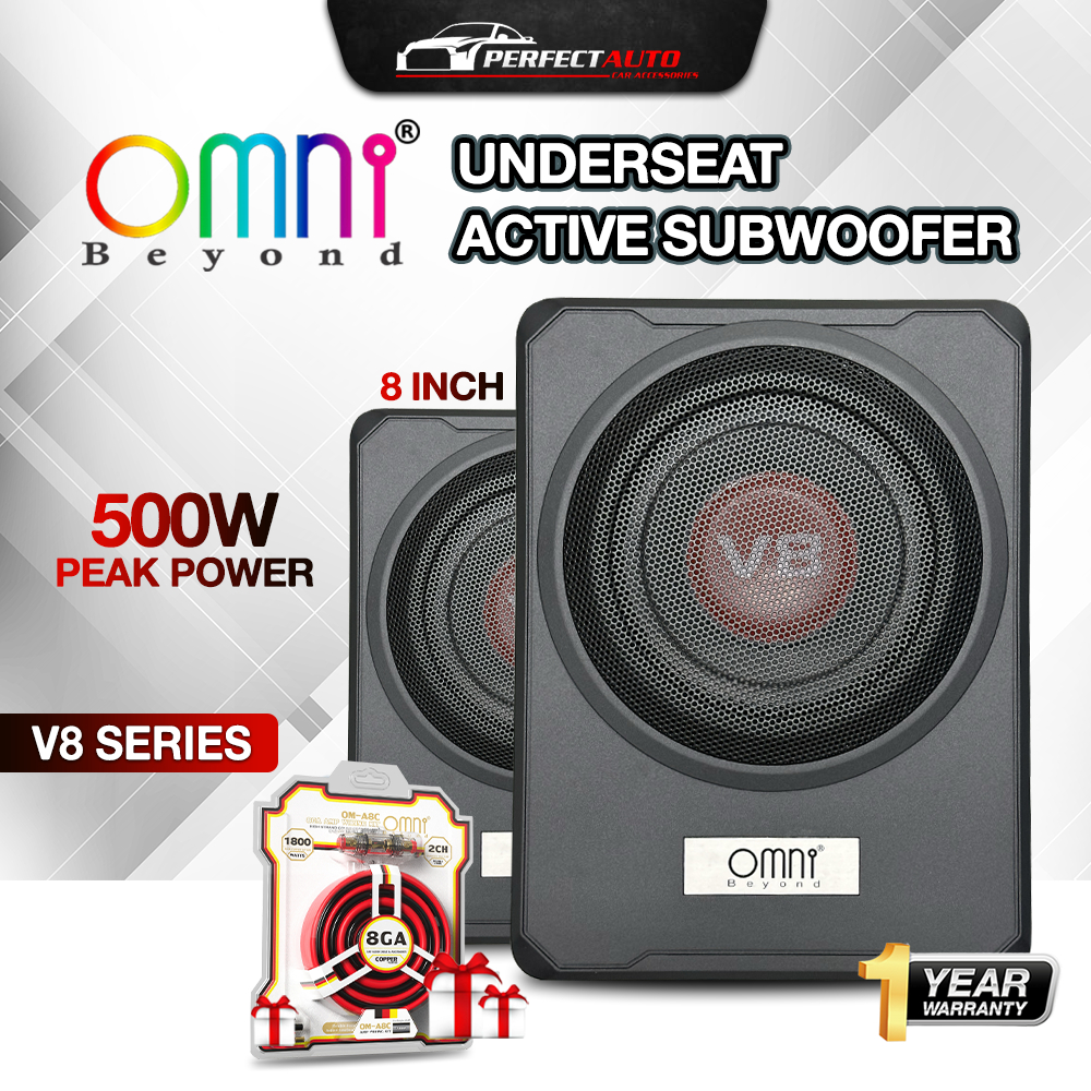Omni Beyond V8 8 นิ้ว 500W Underseat Subwoofer Car