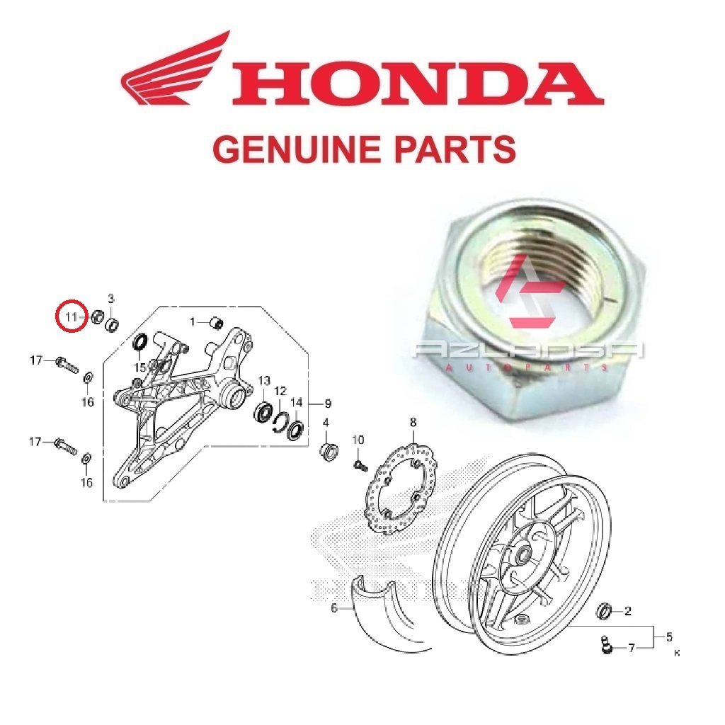 น๊อต U 16mm ( 90305-KVB-901 ) ADV 150, ADV 160, Beat, PCX, Vario 125, Vario 150 & Vario 160 💯 อะไหล่