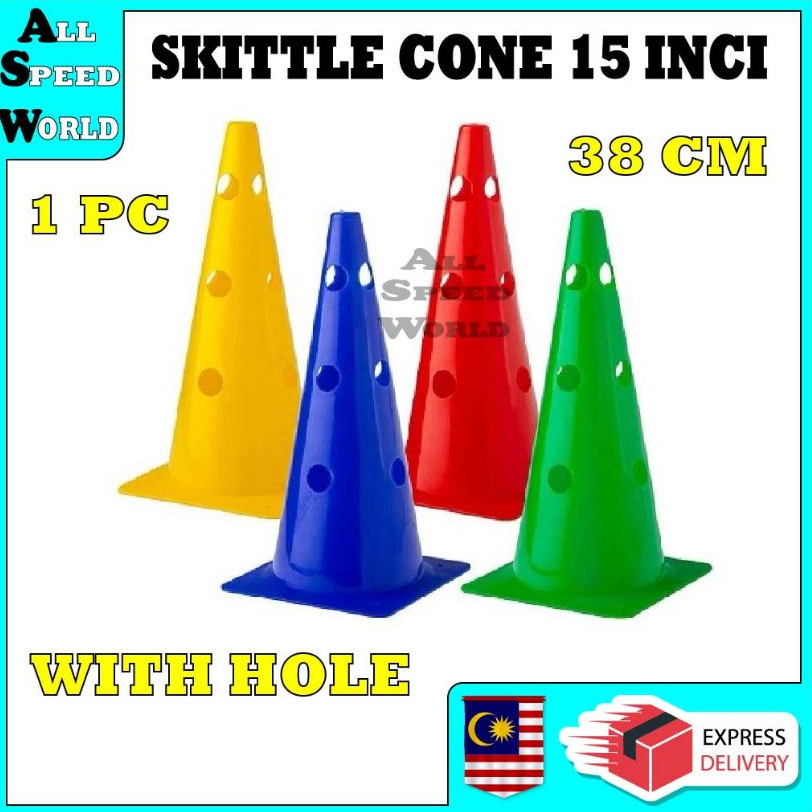 1 ชิ้น SKITTLE CONE 15 INCI พร้อม HOLES / ( 38 CM ) / KONE BERLUBANG
