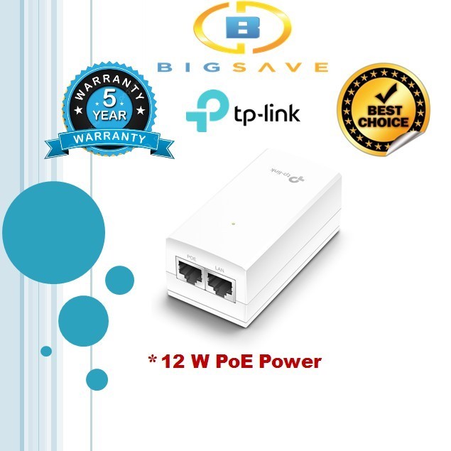 TP-LINK TL-POE2412G 24V PASSIVE PoE INJECTOR ADAPTER