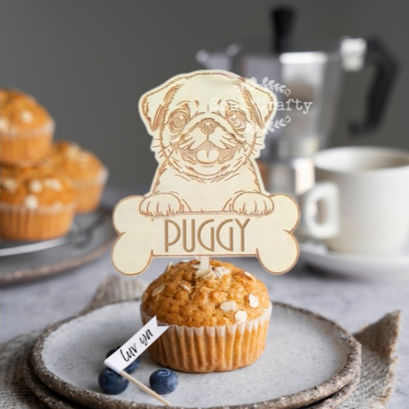 Pug cake topper, Personalized fur kids birthday topper, dog's birthday, dog party, dog party props