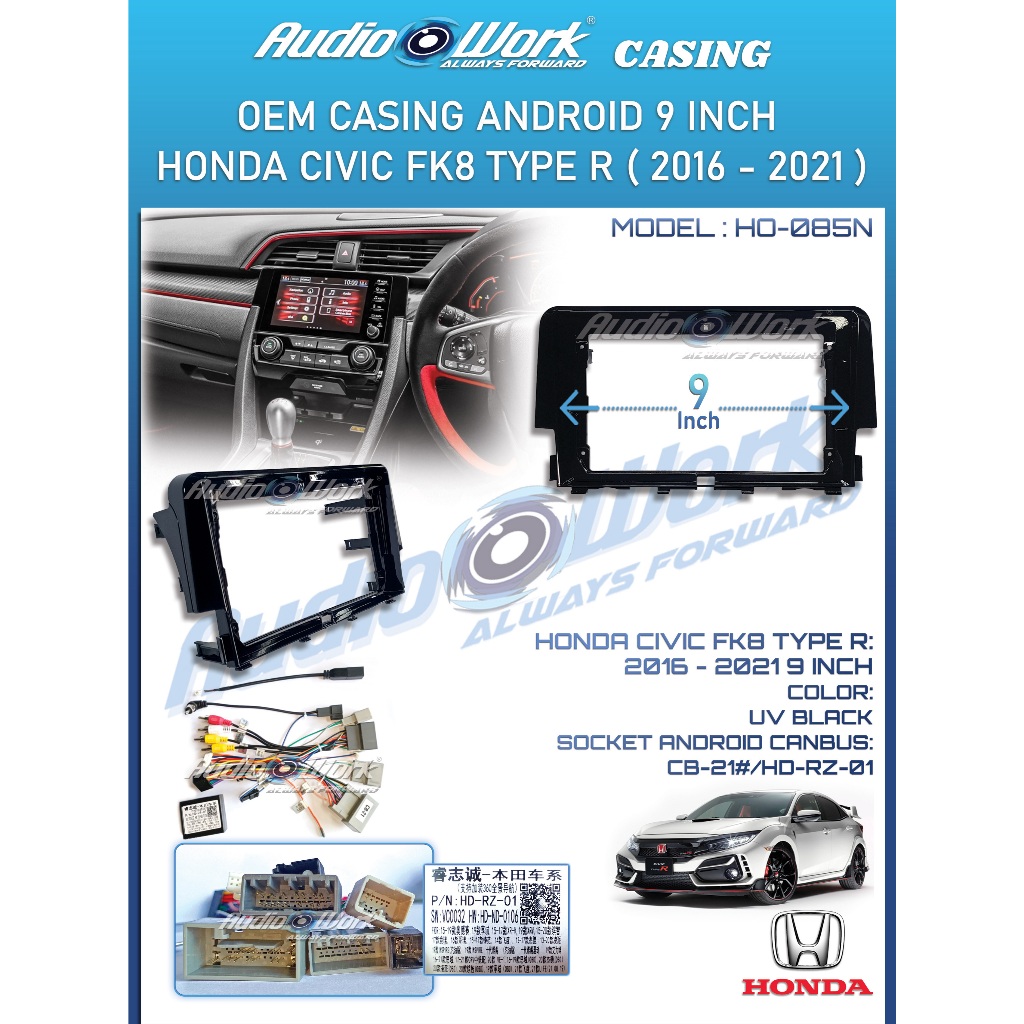 HONDA CIVIC FK7 FK8 2016-2021 9" นิ้วสําหรับ Android Player Casing HO-058N