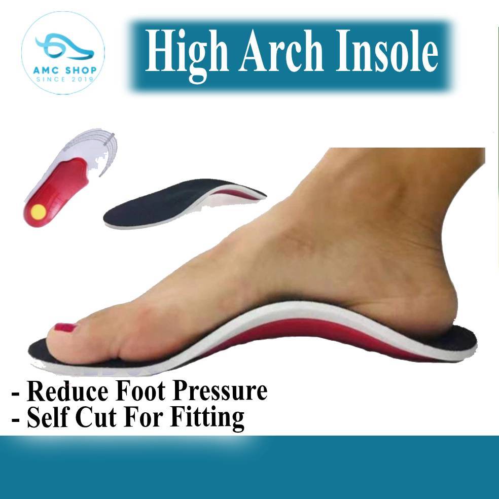 AMC High Arch Insole Support Cushion รองเท้า Orthotic Insoles สําหรับเท้าแบน, Plantar Fasciitis ฟุต 