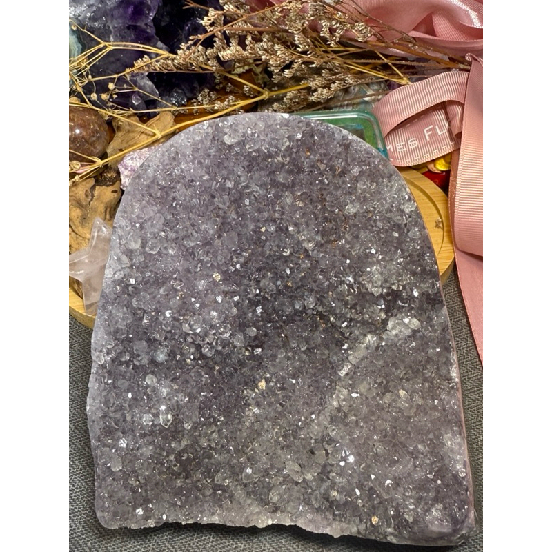 4U Crystal-B55-5🍀🍀Amethyst Geode Amethyst Geode (Pop Flower Dream Purple พร้อมทัวร์มาลีนสีดํา)🍀🍀
