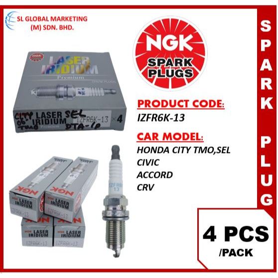 NGK LASER IRIDIUM PREMIUM สําหรับ HONDA CITY TMO SEL /CIVIC/ACCORD/ CRV (IZFR6K-13)