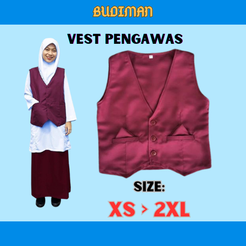 Budiman Vest Pengawas Meroon Sekolah Vest สีแดง คุณภาพระดับพรีเมียม ผลิตใน