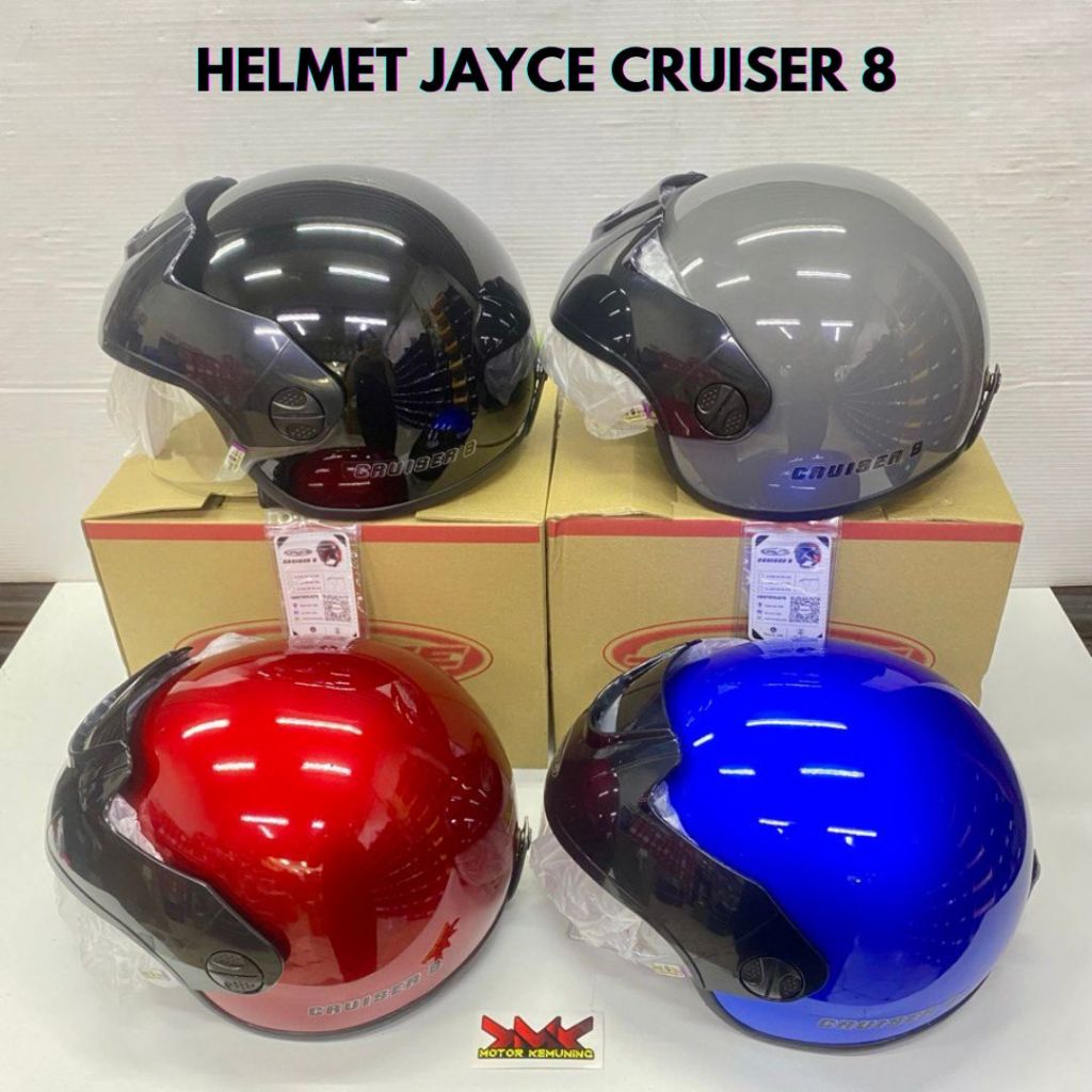 JAY HELMETCE CRUISER 8 BLACK RED SILVER BLUE L XL / VISOR BKP V9 / V10 TINT