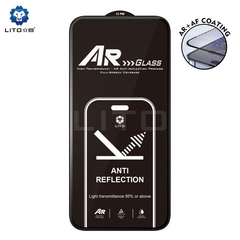 LITO D+ Ultra AR กระจกนิรภัย | กระจกหน้าจอ 9H กาวเต็มสําหรับ IP 15 Plus / 15 Pro Max