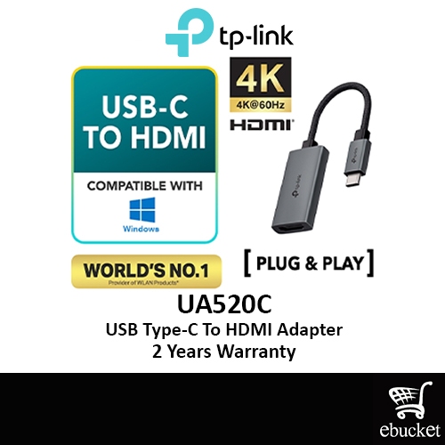 อะแดปเตอร์ TP-Link UA520C USB Type-C to HDMI ( Plug and Play ) HDMI สูงสุด 4K@60Hz