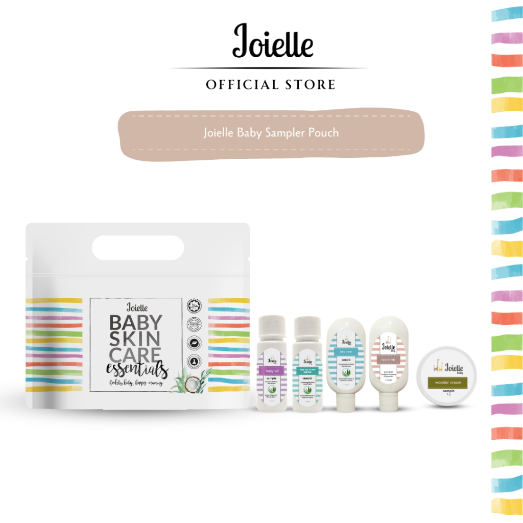 Joielle Sampler Pouch with Baby Cream 15g, ToptoToe 15ml, Oil 15ml, Natural Rub 15g, Wonder Cream 5g