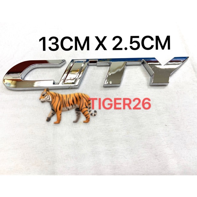 HONDA CITY CHROME SILVER LOGO EMBLEM REAR NAME PLATE FONT 13.5CM X 2.5CM สติ๊กเกอร์