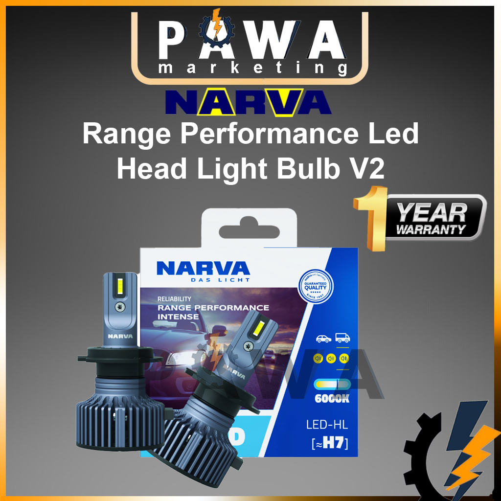 Narva Range Performance LED 6000K ไฟหน้ารถ 12V 24V H1 H3 H4 H7 H8 H11 HB4 HB3 9012 H16