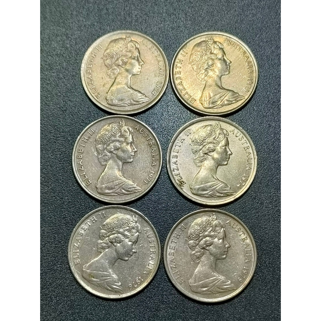 QE II 5 Cent 1960s -1970s ( 6 เหรียญ )